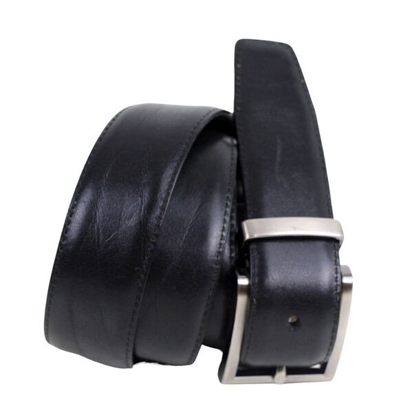 Kirkland BLACK BROWN REAL LEATHER 1 3/8"Wd REVERSIBLE CASUAL DRESS BELT 38 (18M - Picture 1 of 14